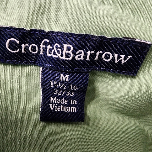 Croft & Barrow Shirt Medium Button Front Green Long Sleeve Casual Office‎ C146 - Picture 4 of 5